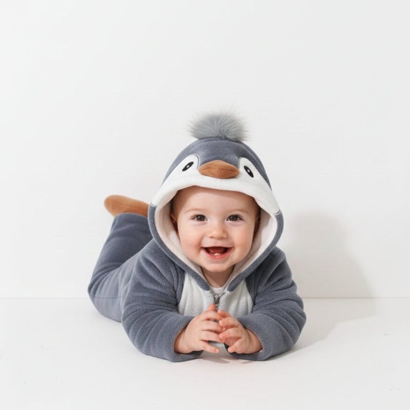 Cloud Fashion جامبسوت بيبي شتوي بتصميم بطريق – سالوبيت حديثي الولادة مبطن فرو دافئ - Image 2